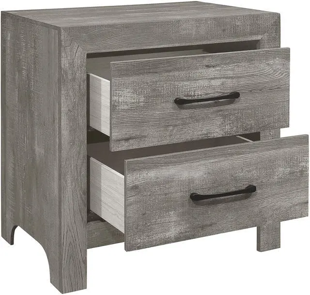 Alt view image 5 of 6 - Rustic Style Gray Finish 1pc Nightstand of 2x Drawers Transitional Design Bedroom Furniture