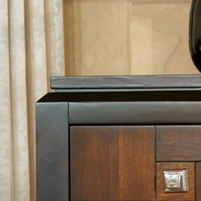 Alt view image 6 of 7 - Acacia Walnut 1pc Nightstand Only Transitional Solid wood 2-Drawers Square Chrome Knobs Multitone Unique Nightstand
