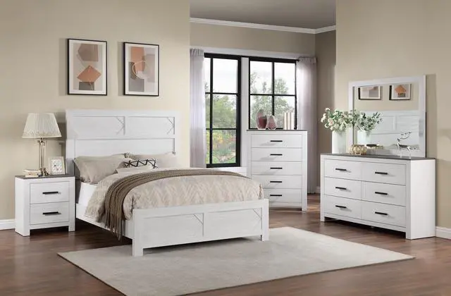 Alt view image 6 of 7 - White Color 1pc Nightstand Paper veneer Bedroom Furniture 2-Drawers Bedside Table