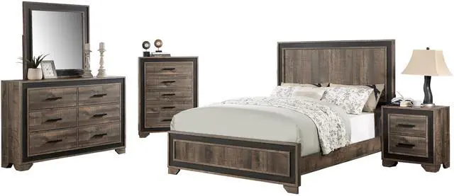 Alt view image 5 of 6 - Oak Finish 1pc Nightstand Paper veneer Bedroom Furniture 2-Drawers Bedside Table