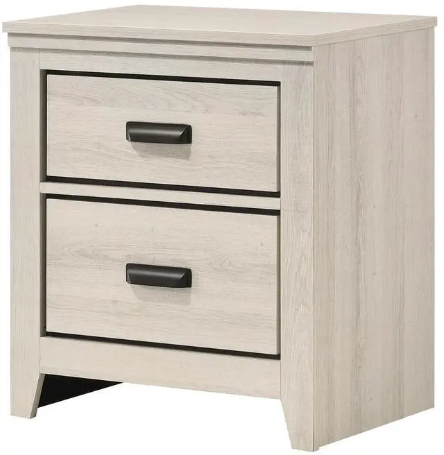 Alt view image 2 of 5 - Contemporary 2-Drawer Nightstand End Table Beige White Finish Two Storage Drawers Bedroom Furniture