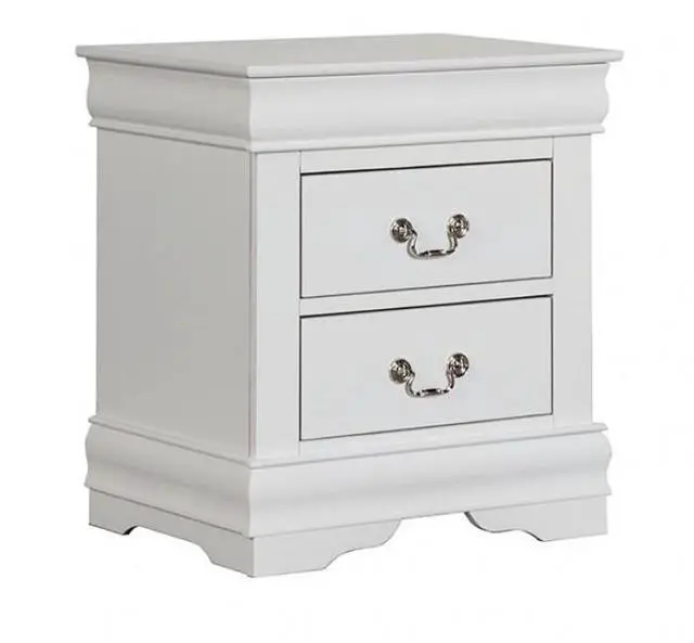 Alt view image 5 of 7 - 1pc Nightstand White Louis Philippe Solid wood English Dovetail Construction Antique Nickle Hanging Pulls