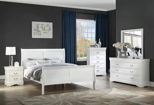 Alt view image 7 of 7 - 1pc Nightstand White Louis Philippe Solid wood English Dovetail Construction Antique Nickle Hanging Pulls