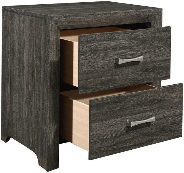 Alt view image 4 of 6 - Dark Gray Finish Nightstand 1pc Chrome Tone Handles Contemporary Design Bedroom Furniture Bed Side Table