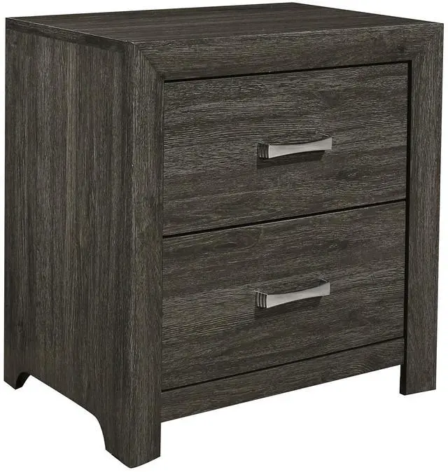 Alt view image 3 of 6 - Dark Gray Finish Nightstand 1pc Chrome Tone Handles Contemporary Design Bedroom Furniture Bed Side Table