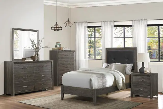 Alt view image 5 of 6 - Dark Gray Finish Nightstand 1pc Chrome Tone Handles Contemporary Design Bedroom Furniture Bed Side Table
