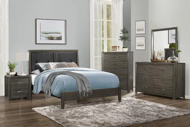 Alt view image 6 of 6 - Dark Gray Finish Nightstand 1pc Chrome Tone Handles Contemporary Design Bedroom Furniture Bed Side Table