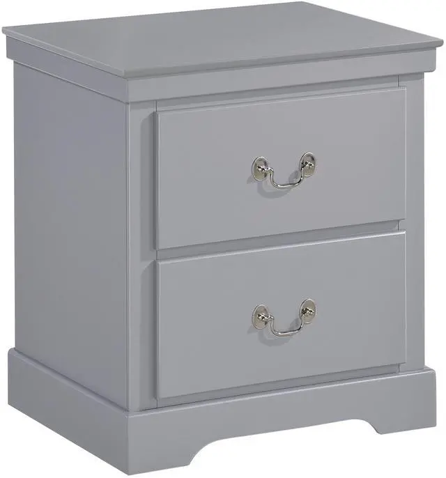 Alt view image 3 of 7 - 1pc Classic Traditional 2 Drawers Nightstand Gray Finish Bedroom Furniture Wooden Bedside Table Cabinet