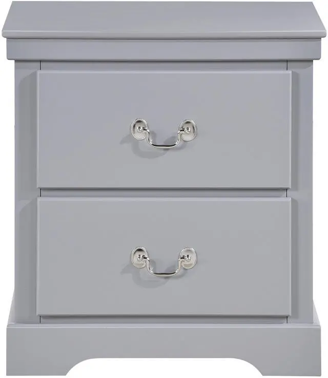 Alt view image 2 of 7 - 1pc Classic Traditional 2 Drawers Nightstand Gray Finish Bedroom Furniture Wooden Bedside Table Cabinet