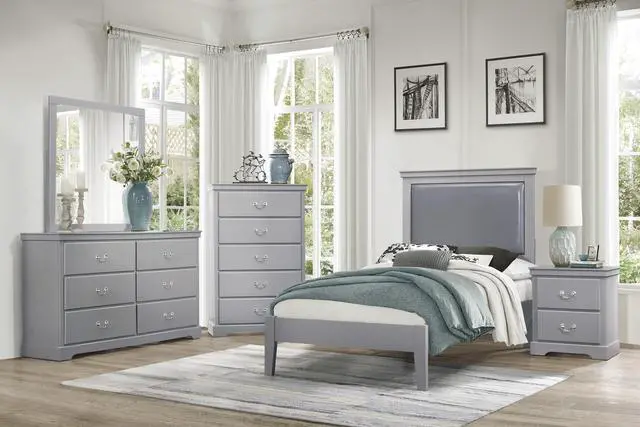 Alt view image 7 of 7 - 1pc Classic Traditional 2 Drawers Nightstand Gray Finish Bedroom Furniture Wooden Bedside Table Cabinet