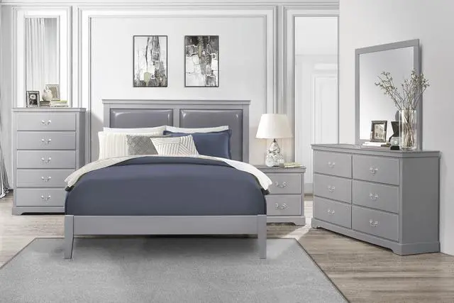 Alt view image 6 of 7 - 1pc Classic Traditional 2 Drawers Nightstand Gray Finish Bedroom Furniture Wooden Bedside Table Cabinet