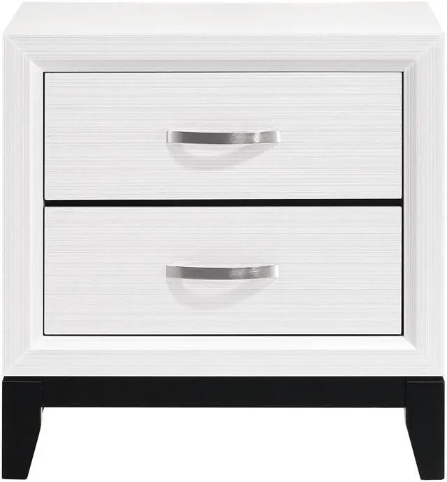 Alt view image 2 of 7 - Modern Contemporary White Finish Storage Nightstand of 2x Drawers 1pc Wooden Bedroom Furniture