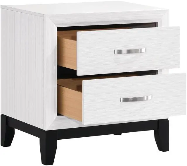 Alt view image 4 of 7 - Modern Contemporary White Finish Storage Nightstand of 2x Drawers 1pc Wooden Bedroom Furniture