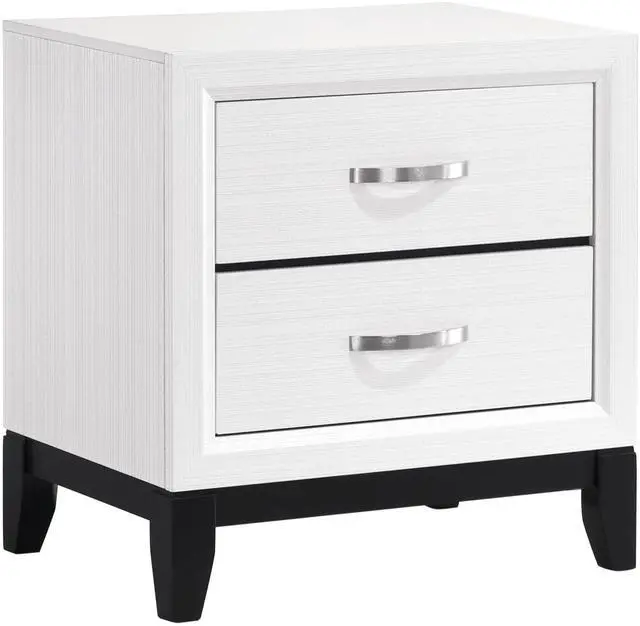 Alt view image 3 of 7 - Modern Contemporary White Finish Storage Nightstand of 2x Drawers 1pc Wooden Bedroom Furniture