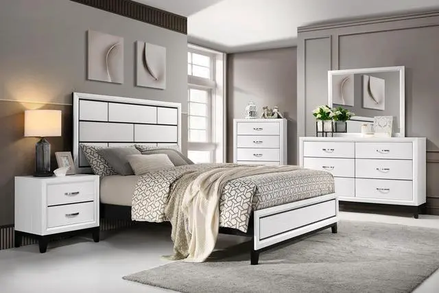 Alt view image 5 of 7 - Modern Contemporary White Finish Storage Nightstand of 2x Drawers 1pc Wooden Bedroom Furniture