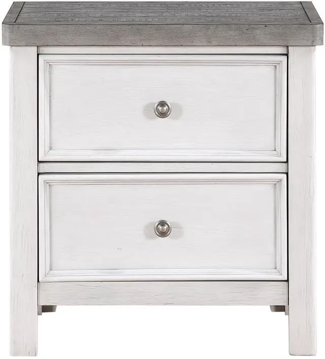 Alt view image 2 of 7 - White and Gray Finish 1pc Bedroom Nightstand of 2 Drawers Classic Design Wooden Furniture