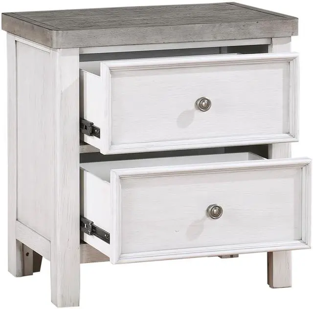 Alt view image 4 of 7 - White and Gray Finish 1pc Bedroom Nightstand of 2 Drawers Classic Design Wooden Furniture