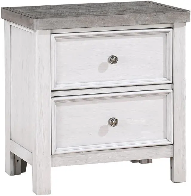 Alt view image 3 of 7 - White and Gray Finish 1pc Bedroom Nightstand of 2 Drawers Classic Design Wooden Furniture