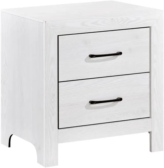 Alt view image 3 of 5 - Modern White Finish 1pc Nightstand of 2x Drawers Black Hardware Wooden Bedroom Furniture