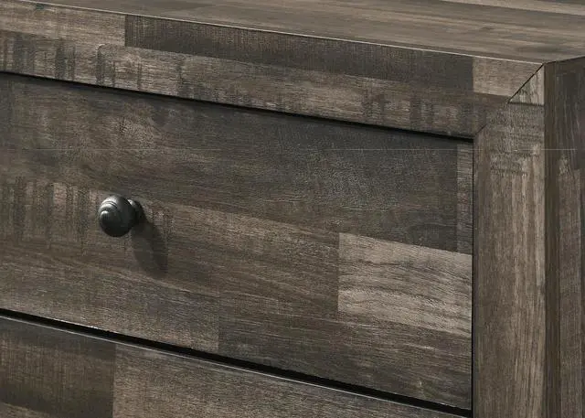 Alt view image 4 of 5 - 1pc Rustic Two Drawers Storage Nightstand Brown Gray Finish Wooden Bedroom Furniture