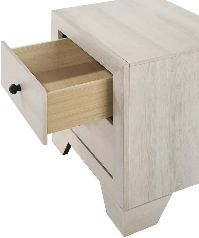 Alt view image 2 of 5 - 1pc Rustic Two Drawers Storage Nightstand White Wash Finish Wooden Bedroom Furniture
