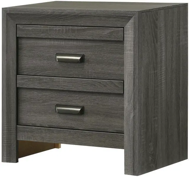 Main image of 1pc Contemporary Nightstand End Table with Two Storage Drawers Rustic Gray Finish Bedroom Wooden Furniture