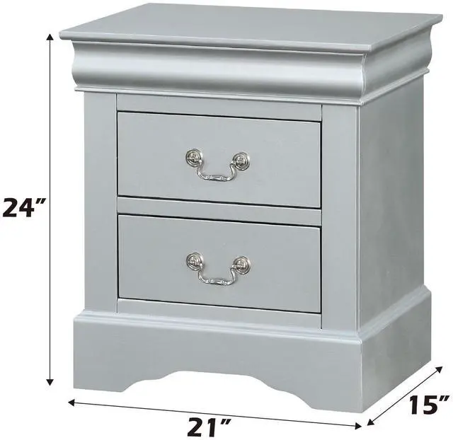Alt view image 2 of 7 - Louis Philippe Platinum Finish Nightstand