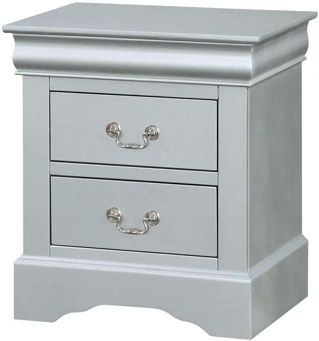 Alt view image 4 of 7 - Louis Philippe Platinum Finish Nightstand