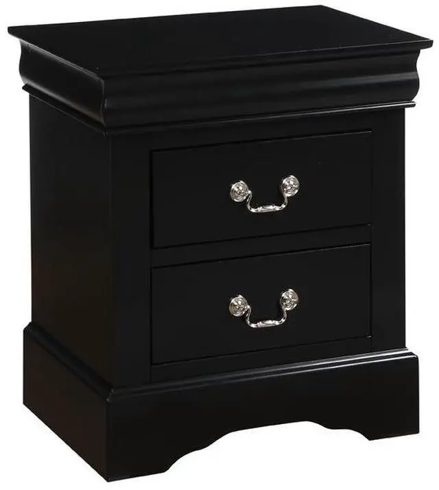 Alt view image 3 of 6 - Louis Black Finish Philippe III Nightstand