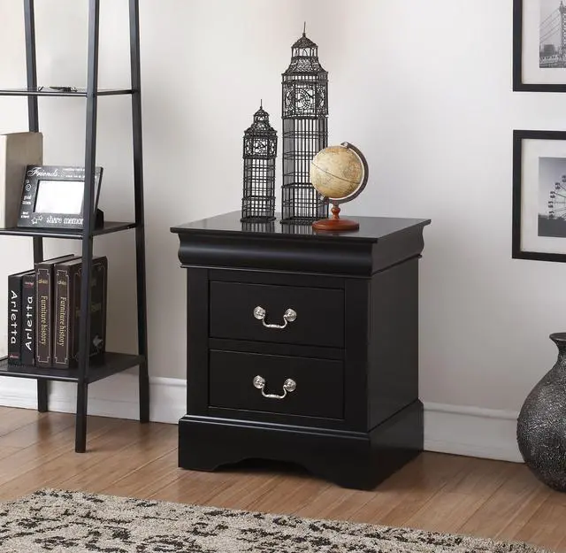 Main image of Louis Black Finish Philippe III Nightstand