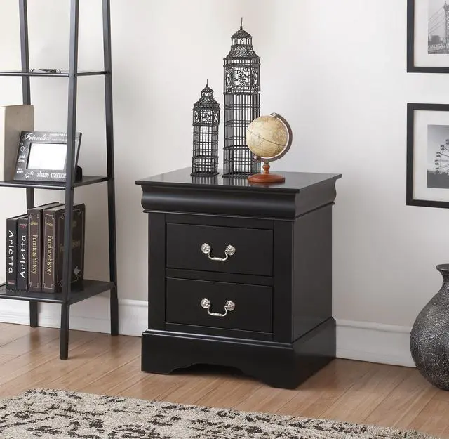 Alt view image 2 of 6 - Louis Black Finish Philippe III Nightstand