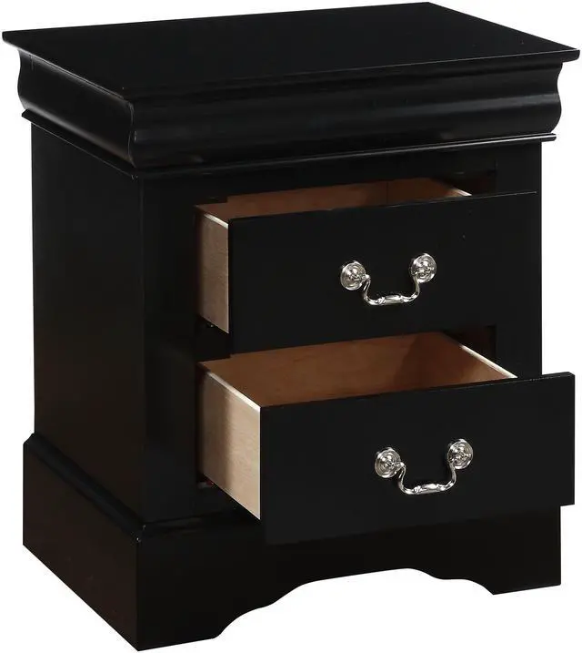 Alt view image 4 of 6 - Louis Black Finish Philippe III Nightstand