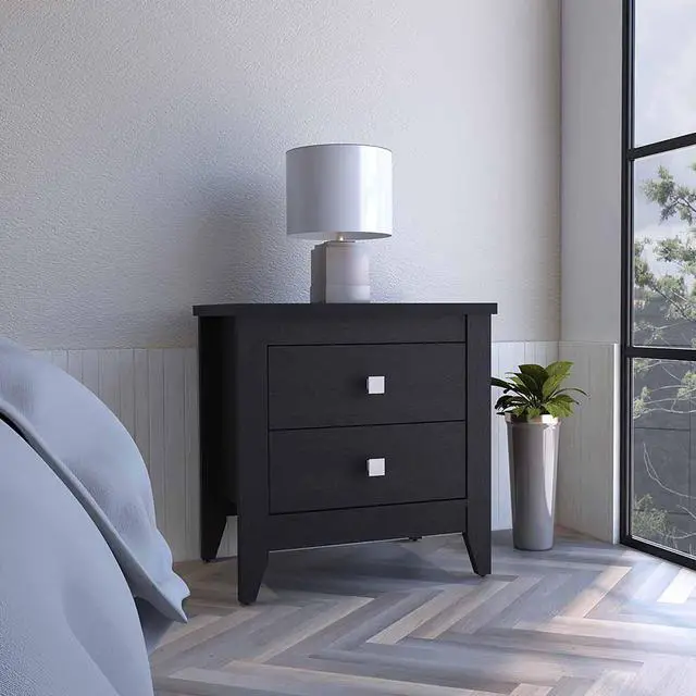 Main image of Nightstand More, Two Shelves, Four Legs, Black Wengue Finish