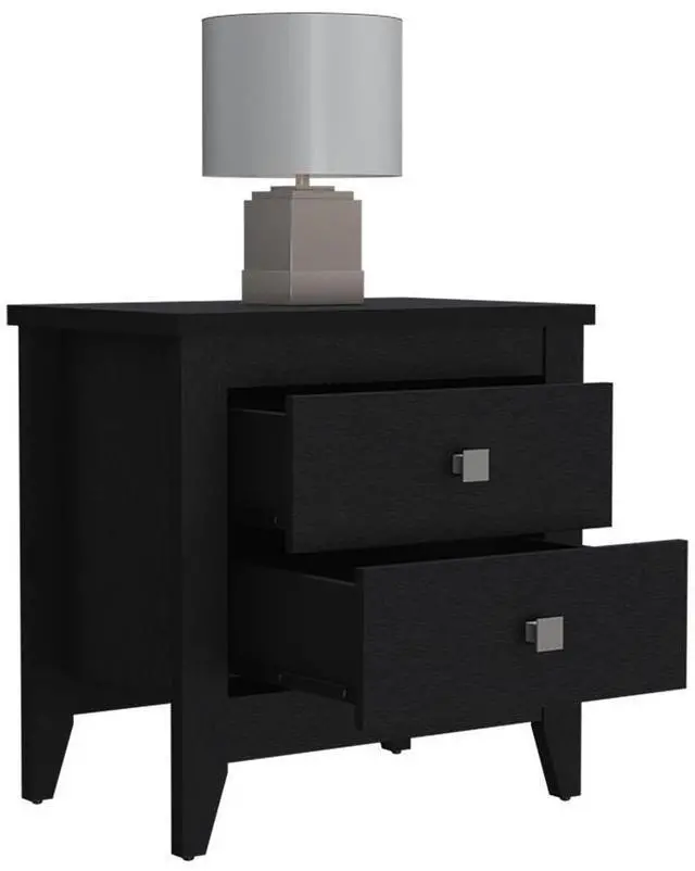 Alt view image 2 of 7 - Nightstand More, Two Shelves, Four Legs, Black Wengue Finish