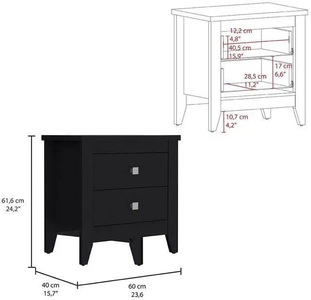 Alt view image 6 of 7 - Nightstand More, Two Shelves, Four Legs, Black Wengue Finish
