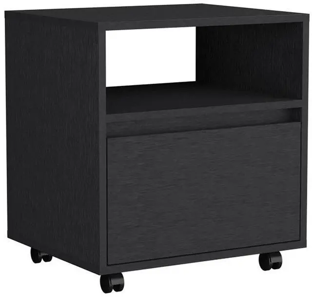 Alt view image 2 of 7 - Nightstand Munyochi, One Drawer, Black Wengue Finish