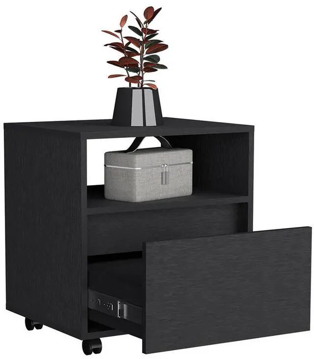 Alt view image 3 of 7 - Nightstand Munyochi, One Drawer, Black Wengue Finish