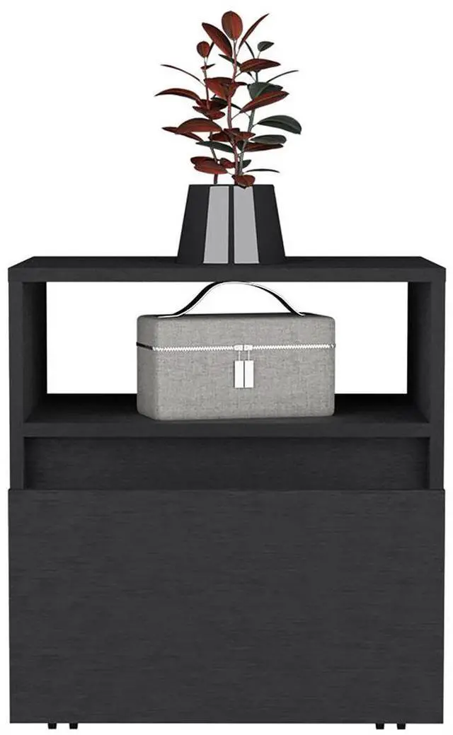 Alt view image 4 of 7 - Nightstand Munyochi, One Drawer, Black Wengue Finish