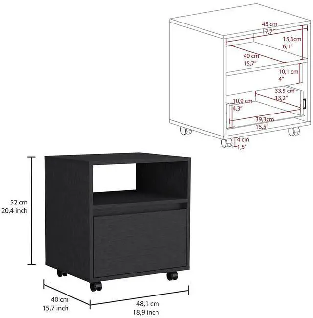 Alt view image 7 of 7 - Nightstand Munyochi, One Drawer, Black Wengue Finish