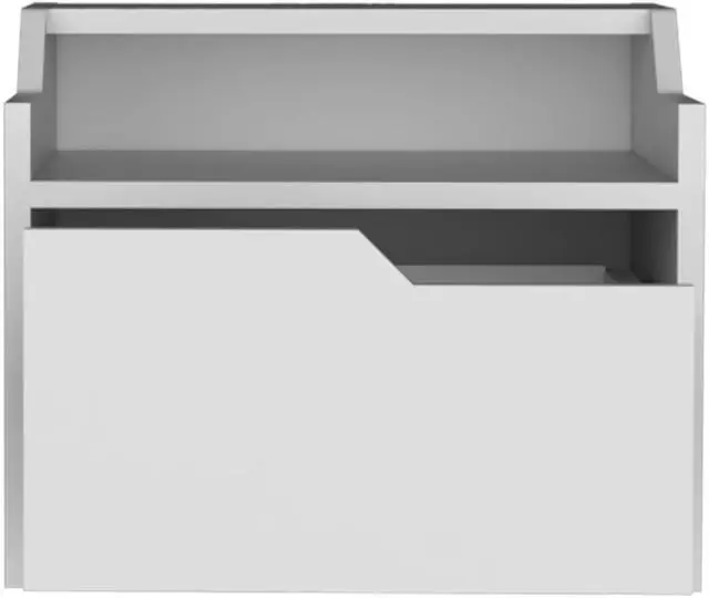 Alt view image 2 of 7 - Winchester Floating Nightstand, Modern Dual-Tier Design with Spacious Single Drawer Storage, White
