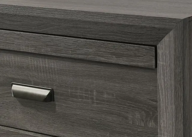 Alt view image 4 of 6 - 1pc Contemporary Nightstand End Table with Two Storage Drawers Rustic Gray Finish Bedroom Wooden Furniture