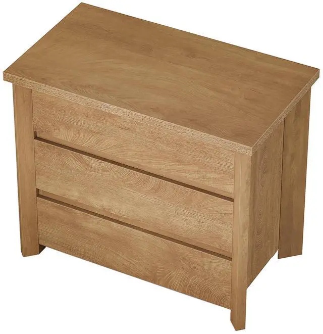 Alt view image 3 of 7 - 32" Farmhouse Nightstand with 3 Drawers, Large Rustic Brown Bedside Table with Ample Storage for Bedroom & Living Room