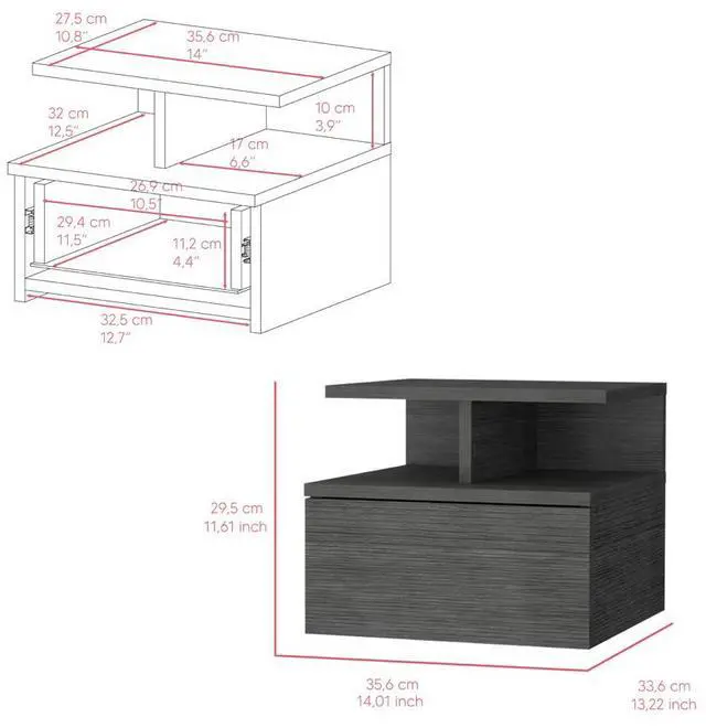 Alt view image 5 of 7 - Nightstand Floating Flopini, Bedroom, Smokey Oak