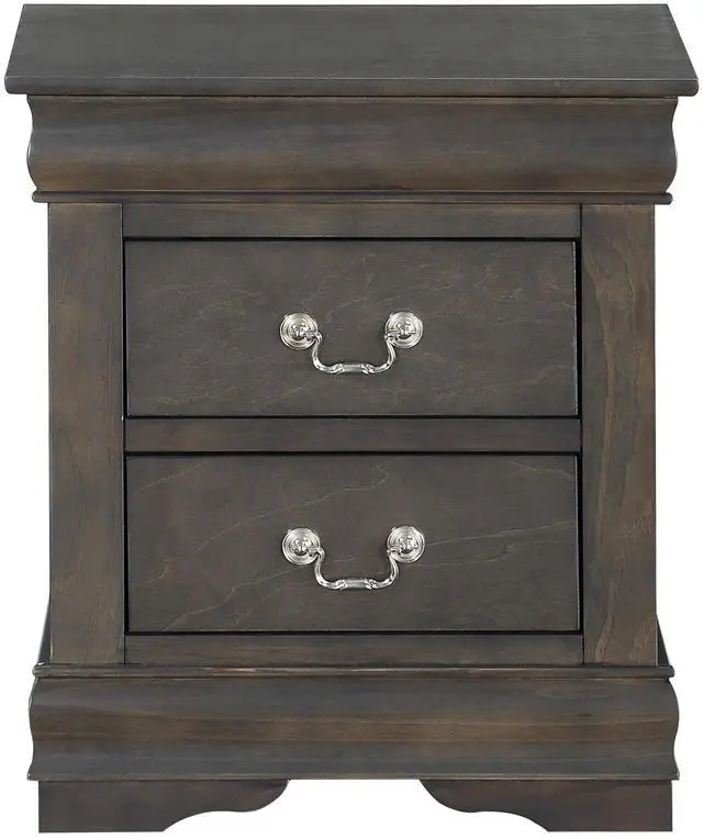 Alt view image 3 of 7 - Dark Grey 2-Drawer Nightstand