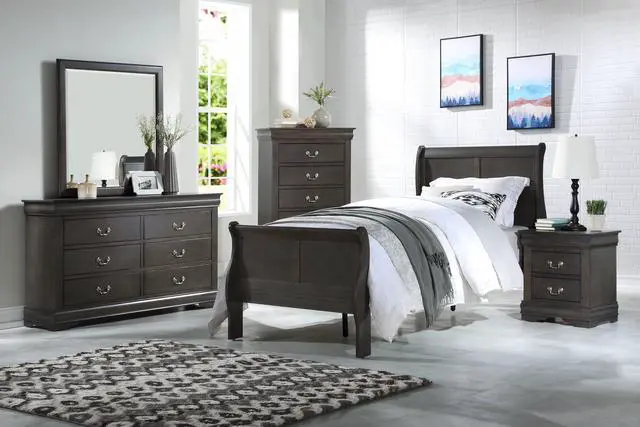 Alt view image 7 of 7 - Dark Grey 2-Drawer Nightstand