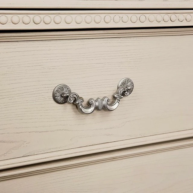 Alt view image 3 of 7 - Antique white Nightstand Bedroom 1pc Nightstand Solid wood Satin Knickel Knobs and Pulls