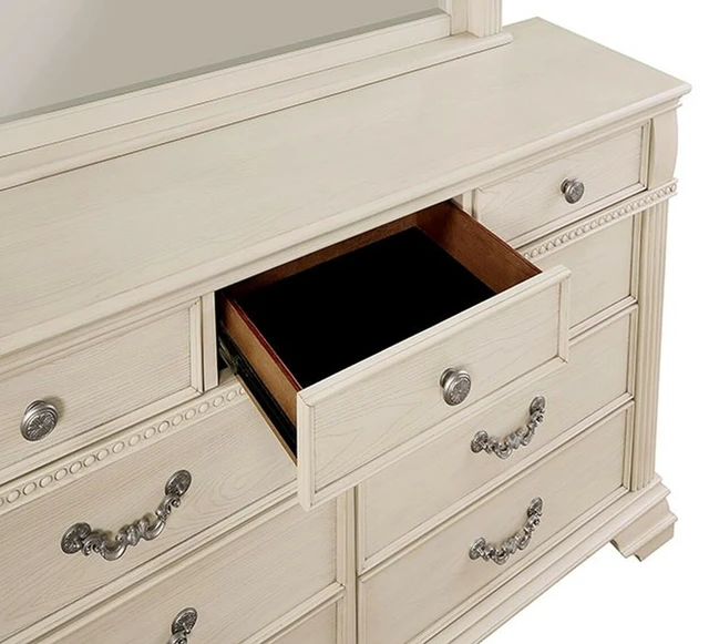 Alt view image 6 of 7 - Antique white Nightstand Bedroom 1pc Nightstand Solid wood Satin Knickel Knobs and Pulls