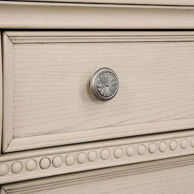 Alt view image 2 of 7 - Antique white Nightstand Bedroom 1pc Nightstand Solid wood Satin Knickel Knobs and Pulls