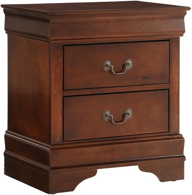 Alt view image 7 of 7 - Classic Louis Philippe Style Brown Cherry Finish 1pc Nightstand of 2x Drawers Traditional Design Bedroom Furniture
