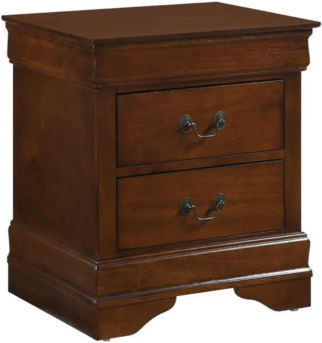 Alt view image 4 of 7 - Classic Louis Philippe Style Brown Cherry Finish 1pc Nightstand of 2x Drawers Traditional Design Bedroom Furniture